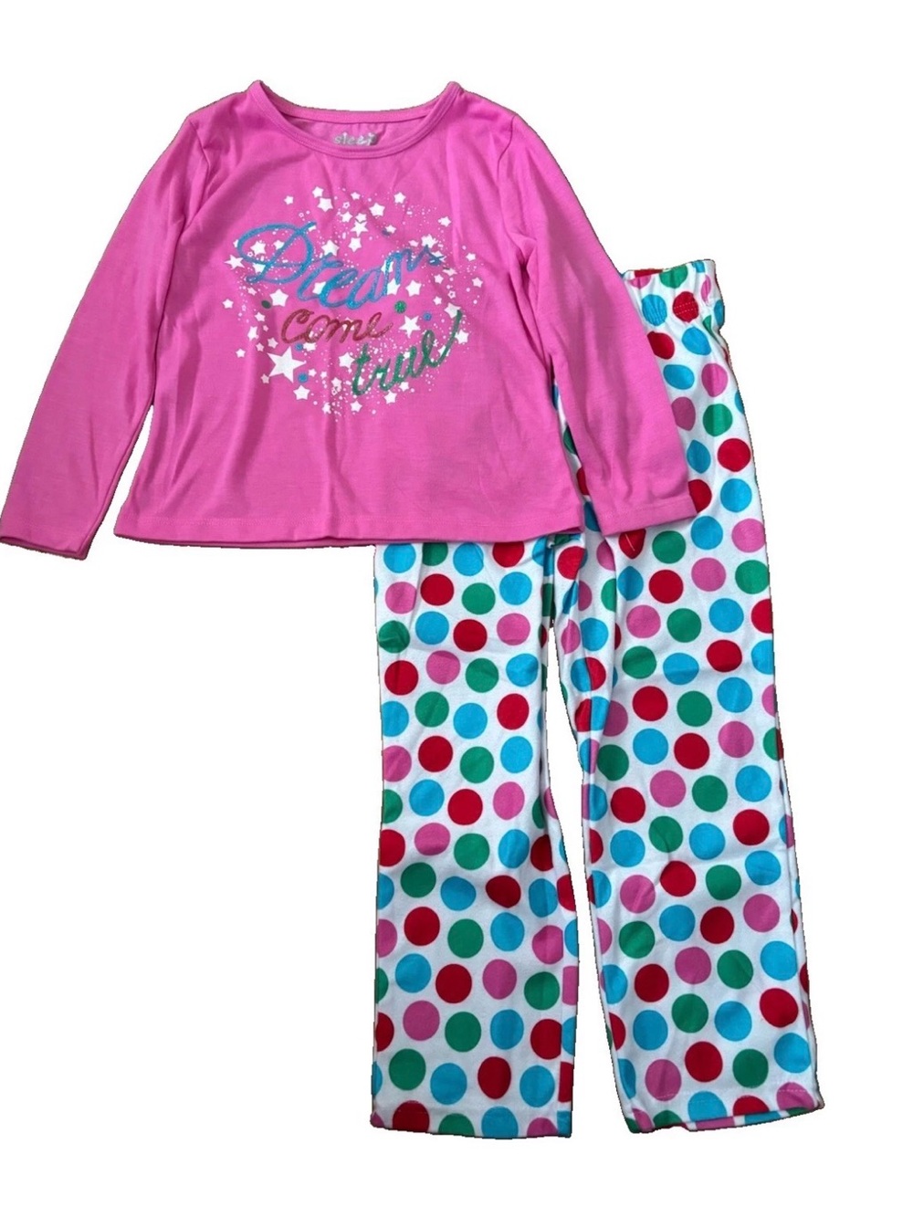 NWOT Sleep On It 'Dream Come True' L/S Pajama Set w/ Polka Dot Pants - 4